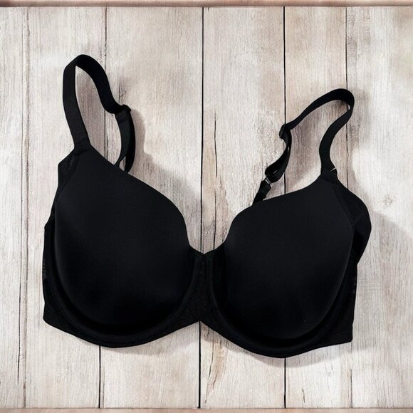 Felina Marvelous Black T-Shirt Bra Side Smoothing Underwire 34DD Seamless - Picture 2 of 8